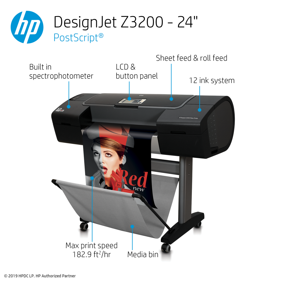 HP DesignJet Z3200 Large Format PostScript® Photo Printer - 24